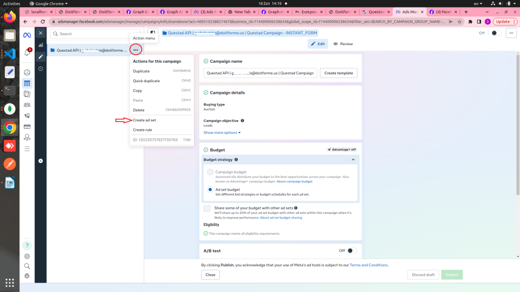 Step 2: Click "Create Ad Set" 